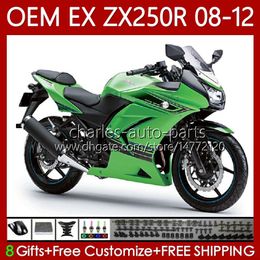 Injection Mould Body For KAWASAKI NINJA ZX250R ZX 250R EX250 ZX250 Green black R 08 09 10 11 12 Bodywork 81No.127 ZX-250R 2008 2009 2010 2011 2012 EX250R 08-12 OEM Fairing