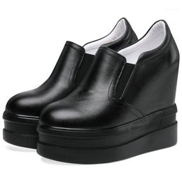 oxford creepers Australia - Black White Casual Shoes Womens Genuine Leather Super High Heel Pumps Wedges Platform Oxfords Tennis Punk Creepers Dress