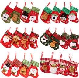 Christmas Socks Gift Bag Pendants Children's Candy Bags Cartoon Small Sock Decorations More Than 24 Style S Size Free Ship 24pcs