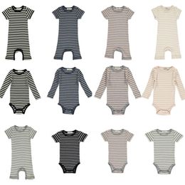 MM Baby Boy Quality Romper Stripped Toddler Unisex Summer Onesie Clothes Shorts Sleeve Modal Cotton Jumpsuit Basic 210619