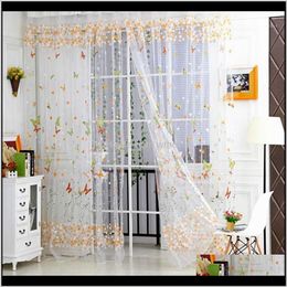 Curtain Deco El Supplies Home & Gardenroom Butterfly Voile Tulle Window Curtains Sheer Panel Drapes Curtains1 Drop Delivery 2021 Kyb08