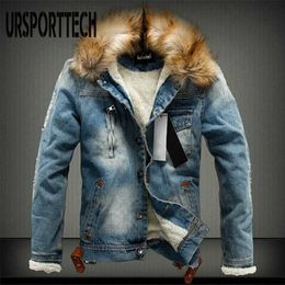 Fashion Brand Autumn Winter Mens Denim Jacket Casual Thick Warm Jean Coats Street Style s Male 211110