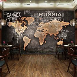 Custom Mural Wallpaper 3D Retro World Map Photo Wall Painting Restaurant Study Living Room Background Decor Papel De Paredegood quatity