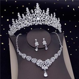 Earrings & Necklace Gorgeous Crystal Bridal Jewellery Sets Fashion Tiaras Crown Choker Women Wedding Dress Bride Set