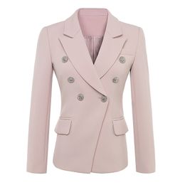 HIGH QUALITY Fashion Baroque Designer Blazer Women's Long Sleeve Double Breasted Metal Lion Buttons Jacket Outer 211019