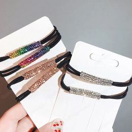 Multicolor Beads Hair Tie Elastic Hair Rope Simple Metal Rhinestone Scrunchies Ponytail Headdress For Women Accessories Fashion