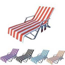 Chair Covers Beach Towel Microfiber Chaise Lounge Cover With Side Pockets For Pool Sun Holidays Sunbathing