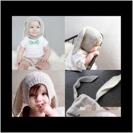 Caps Hats Accessories Baby Maternity Drop Delivery 2021 Winter Baby Toddler Kids Boy Girl Rabbit Crochet Ear Woollen Warm Knitted Beanie Hat T