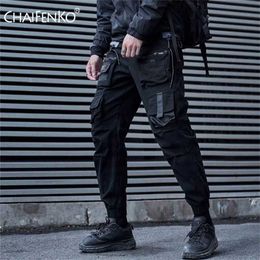 New CHAIFENKO Black Cargo Pants Men Hip Hop Streetwear Joggers Sweatpant Fashion Harajuku Harem Pant Multi-Pocket Casual Mens 211119
