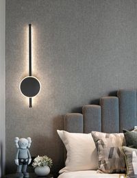 corner wall lights Canada - Modern Minimalist Bed Lamp Black Gold 40 50 Cm Long Decoration Nordic Wall Lights Fixtures For Corner Living Room Home 110~240V