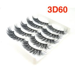 5 pairs 3D Faux Mink Hair False Eyelash Natural Long Wispies Lashes Handmade Cruelty-free Criss-cross Eyelashes Makeup Tools