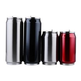Fashion High Quality Beverage Can Insulation With Straw Thermos Garrafa Termica Stainless Steel Water Bottle 300/500ml 210809