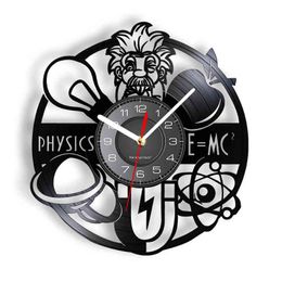 Physics Formula E=mc2 Vinyl Record Wall Clock Vintage Album Science Decor Timepieces For Classroom Nerd College Teacher Gift H1230