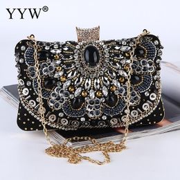 vintage beaded evening bags Canada - Evening Bags Vintage Beaded Rhinestone Clutch Party Shoulder For Women 2021 Fashion Luxury Diamond Clutches Purse Bolsos Mujer
