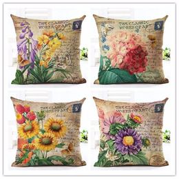 Vintage Style Rose Decorative Cushion Cover Flowers Printed Sofa Throw Pillow Car Chair Home Decor Case Almofadas Cojines Cushion/Decorative