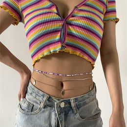 Fashion Trendy Colourful Waist Bead Belly Chain Vintage Ethnic Geometric Square Pendant Body Jewellery for Women Plus Size