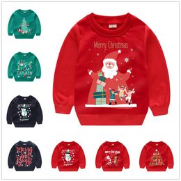 Red Santa Costumes Baby Girls Sweatshirt Christmas Sweater for boys Pullover Tops X'mas Clothes Cotton Outfit Jumpers 2 3 4 5 6Y 210413