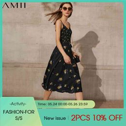 Minimalism Summer Women's Dress Fashion Printed Vneck Straps Aline Beach Causal 12170048 210527