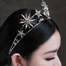 Hair Clips & Barrettes Vintage Star Wedding Crown Tiaras Gold Rhinestone Jewellery Princess Diadem Women Party Prom Headband Bridal Accessorie