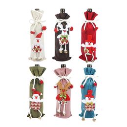 Christmas Decorations Cloth Art Doll Christmas Flannel Red Wine Cover Xmas Champagne Bottle Cover 34*13cm T2I52985