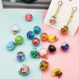 Colorful Transparent Glass Ball Charms Pendants Quicksand Star Sequin Charms Fit Jewelry DIY Earring Accessories