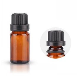 2021 50ml/1.7oz Empty Refillable Amber Glass Essential Oil Bottles Vials Jars with Orifice Reducer and Black Cap Perfume Aromatherapy DIY