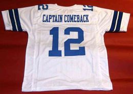 Custom Football Jersey Men Youth Women Vintage ROGER STAUBACH CUSTOM CAPTAIN COMEBACK Rare High School Size S-6XL or any name and number jerseys