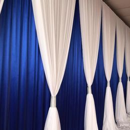 Customized 3mx6m New Arriaval Royal Blue Curtain White Nomantic Swag Drapes For Backdrop Wedding Party Decoration