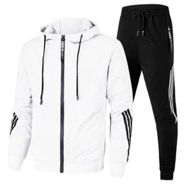 Man Brand Letter Printing Tracksuits Fashion Trend Fall Cardigan Zipper Hooded Tops Trousers Suits Designer Male Autumn Casual Two Piece Sets