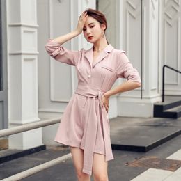 Fashion Office Chic OL Elegant Stripe Jumpsuits Women Autumn Slim Rompers Belted Waist Office Wear Playsuits 210514
