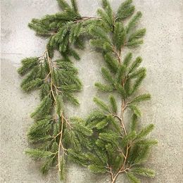 Artificial Green 2022 Year Christmas Garland Wreaths Xmas Home Party Decoration Pine Tree Rattan Hanging Ornament For Kids 211104