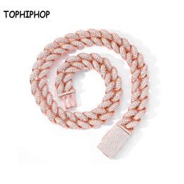 New Fashion Hip Hop 20mm Ice Out Cuban Necklace Chain Micro-inlaid Zircon Hip Hop Rapper Men's Necklace Jewellery X0509