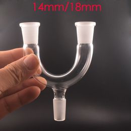 Smoking 14mm 18mm male female Glass adapter double bowl glass water pipes for oil rigs bongs