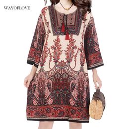 WAYOFLOVE Plus Size Embroidery Dress Vintage Elegant Summer Beach Dress Women Loose Midi Dress Casual Holiday Dresses Women 210602