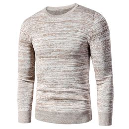 Men Autumn New Casual Vintage Mixed Color Cotton Fleece Sweater Pullovers Winter O-Neck Fashion Warm Thick Jacquard Sweaters Y0907