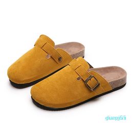 Women Causal Faux Suede Slippers Wedges Heel Cork Mules Platform Clog Non Slip Sole Buckle Outdoor Home Shoes Ladies Trendy 5516