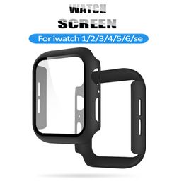 rubber case for apple watch 1/2/3/4/5/6 cases with tempered glass screen protector iwatch 38 40 42 44mm