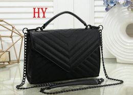 Women Cowhide Handbags top sheepskin caviar metal black chain tote Handbag Genuine Leather bag Flip cover diagonal Shoulder Bags