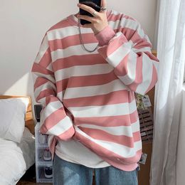 Men Striped Sweatshirts 2021 Spring Autumn Fashion Mens Hoodies Male Loose Couple Outfit Men Brand Hip Hop Hoodie Sweatshirts Y0804