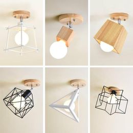 Ceiling Lights Hallway 1 Pcs Mini For Balcony Living Room Nordic Novelty Led Lamp Wood Iron Sconce Fixtures