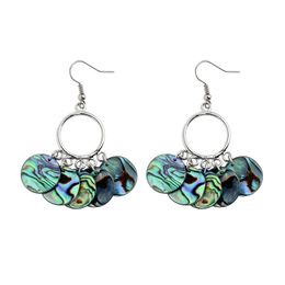 Vintage Hoop Earring Creative Circular Sea Shell Island Earrings Natural Abalone Shells for Women 5 Pairs