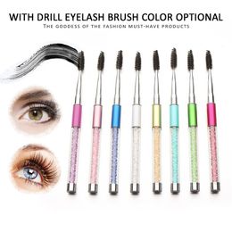 Rhinestone Eyelash Brush Mascara Applicator Eyebrow Comb Diamond Makeup Brush Reusable Spiral Lash Brushes 10 Colours