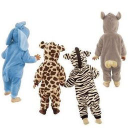 Winter Christmas Rompers Thick Hoodies Fleece Animal Baby Outfits infant-clothing jumpsuit costume 210413