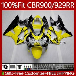 Injection Mould Body For HONDA CBR900 CBR929 CBR 929RR 900RR 900 929 RR CC 00 01 Bodywork 68No.30 900CC 929CC CBR929RR 00-01 CBR900RR 2000 2001 Yellow blk OEM Fairing