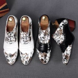 Elegant lace-up black white Party Wedding Dress Shoes Fashion Patent Leather Oxfords Flat Outdoor Men Casual Walking Business loafers