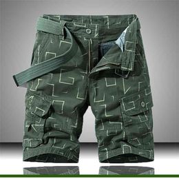 Mens Casual Shorts Summer Bermudas Male Print Short Trousers Business Style Work 210714