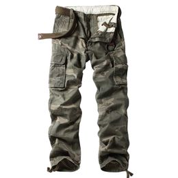 Человек грузовые брюки армии военный стиль тактические армейские брюки карманные пробежки прямые свободные мешковатые брюки камуфляжные штаны мужская одежда 211201