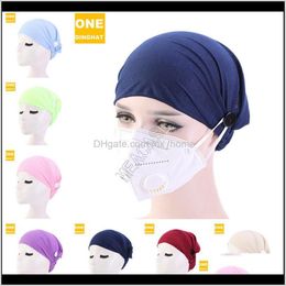 Unisex Wide Hair Band Hairwraps With Face Mask Masks Button Holder Nurse Hat Beanie Cap Headwears Sports Cycle Yoga P1Cww Caps Hats Yakrq