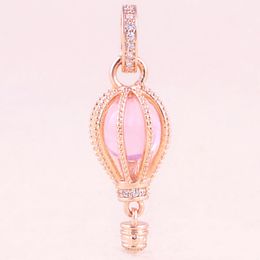 Authentic Pandora rose gold Charms Sparkling Pink Hot Air Balloon Dangle charm fit Europe style beads for bracelet making Jewellery 789434C01