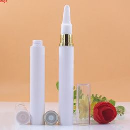 10pcs Airless Pump Bottles Eye Cream Bottle Pen White Plastic Vacuum Container Smear Massage Head Sample Tube Gold Neck 15mlgood qty